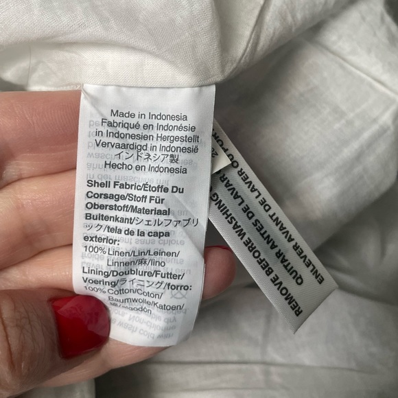 Point Sur J Crew Blue Striped Linen Front Button Blue Summer Midi Dress Size 14 - Picture 4 of 5